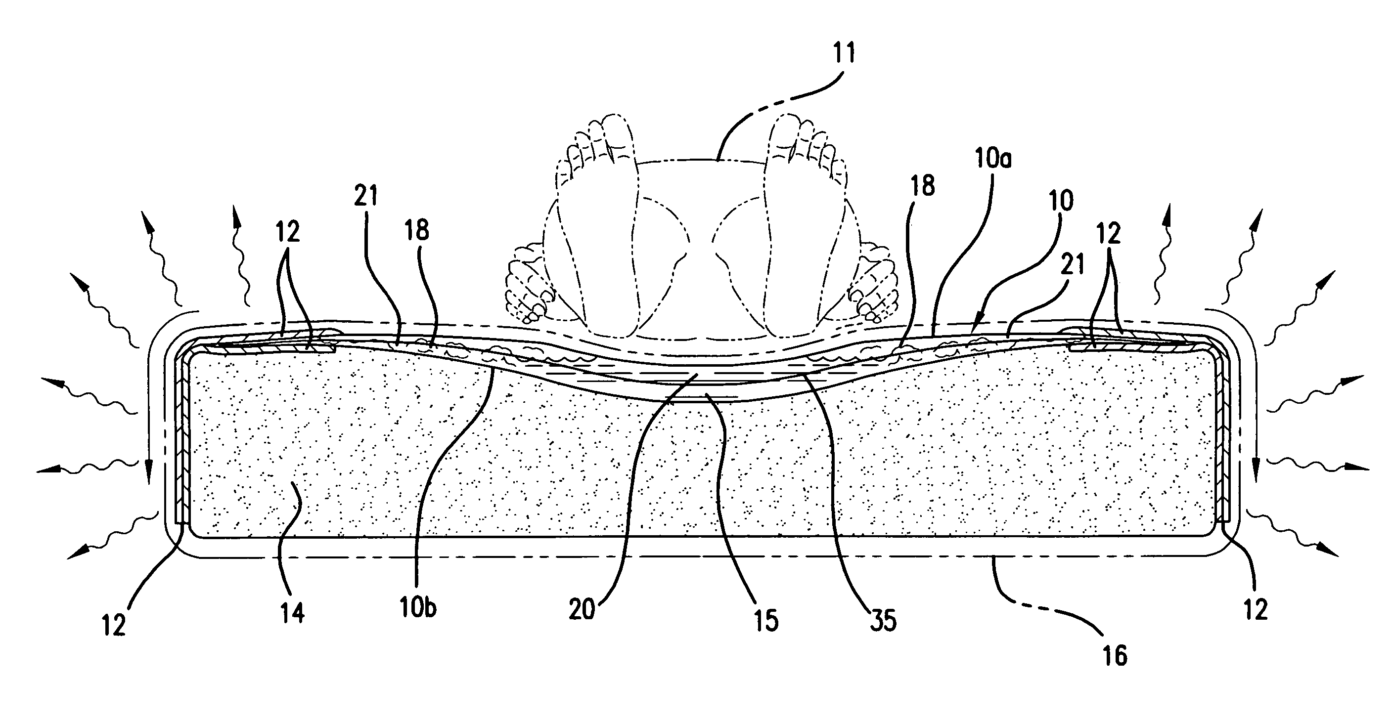 Self-powered steady-state skin-cooling support surfaces