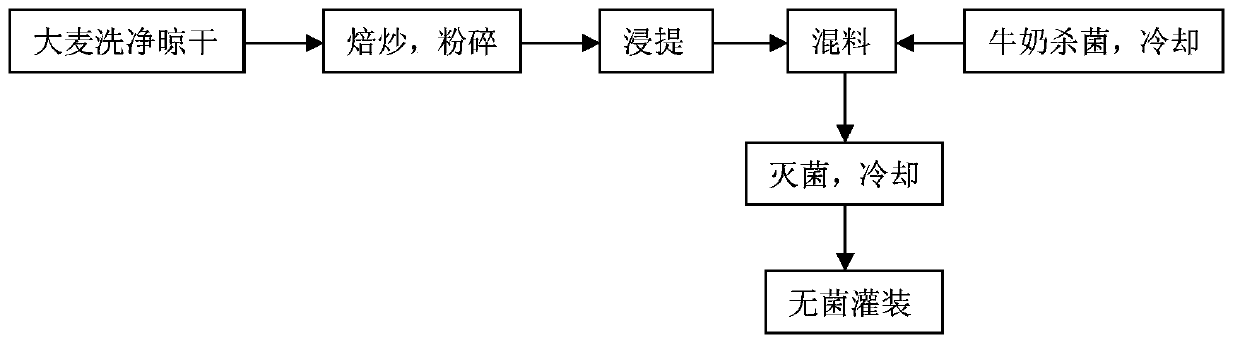 Barley tea and milk beverage, and its preparation method