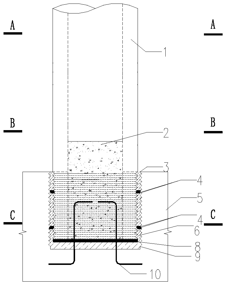 Prefabricated reinforced concrete hollow pier socket and spigot joint connecting structure and manufacturing method