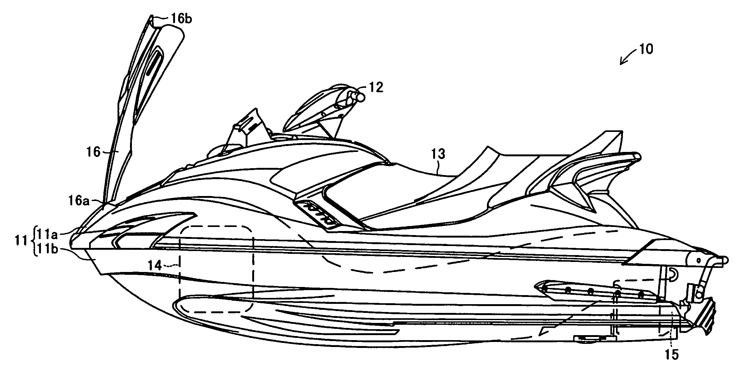 Fluid filler opening system for a small planing boat