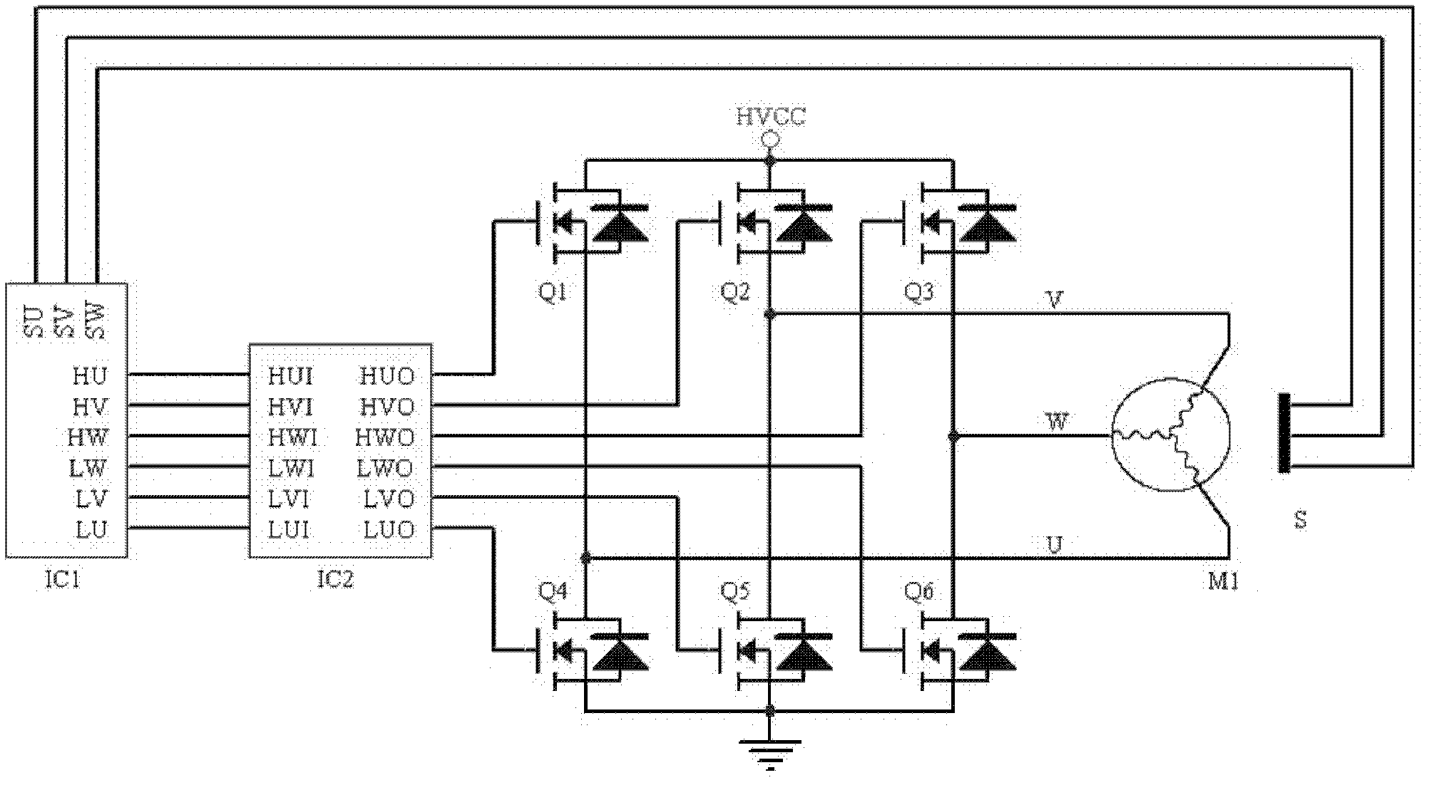 Brushless direct-current motor drive circuit, channel gate and control method