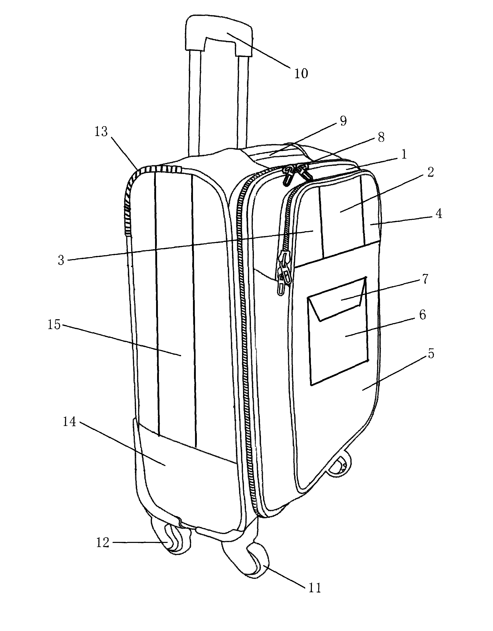 Draw-bar box with open pocket