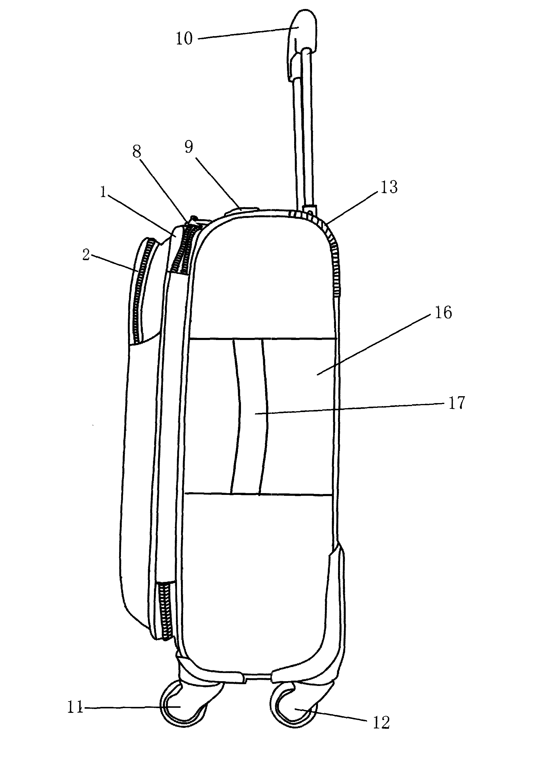 Draw-bar box with open pocket