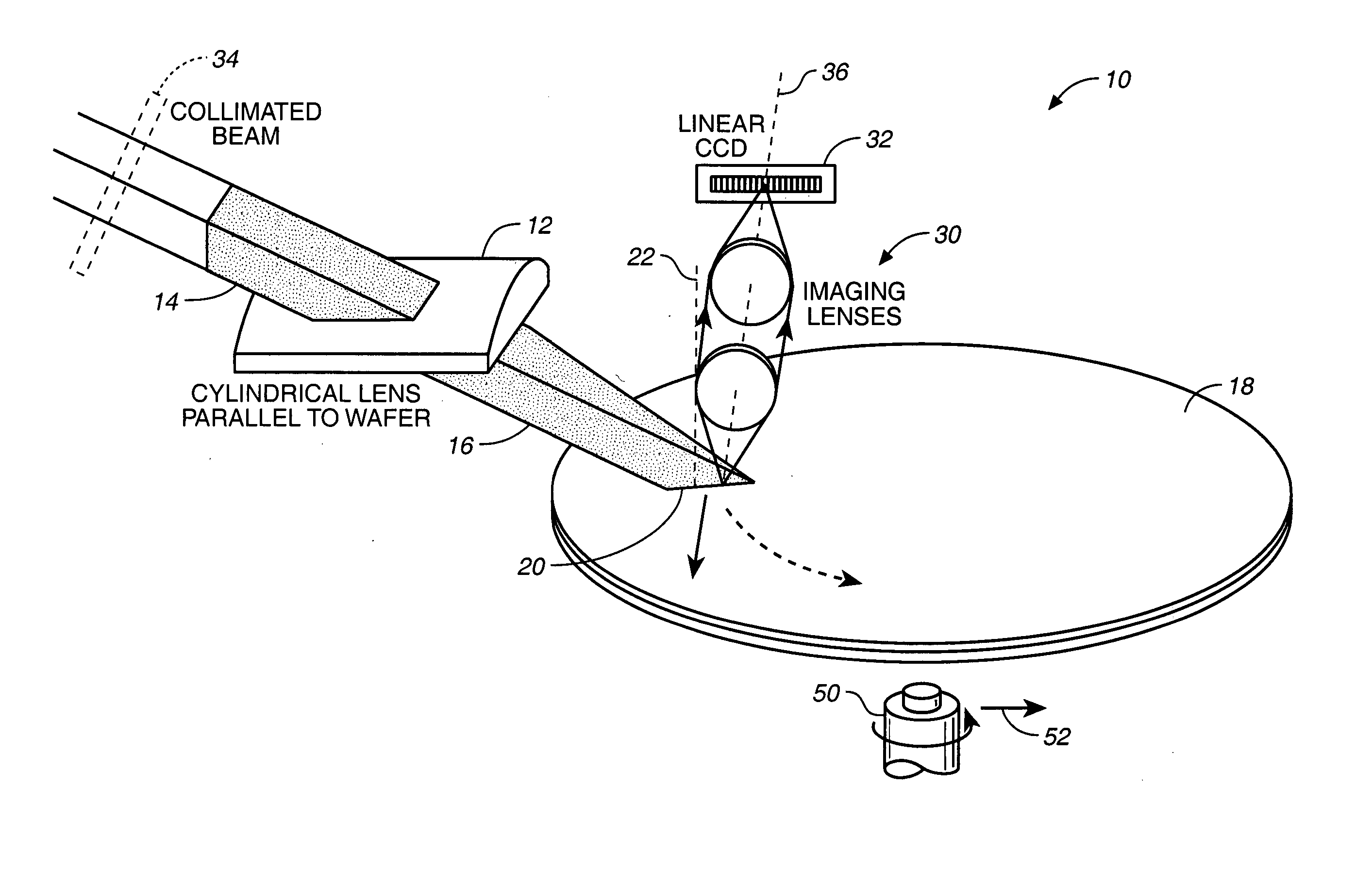 Optical system for detecting anomalies and/or features of surfaces