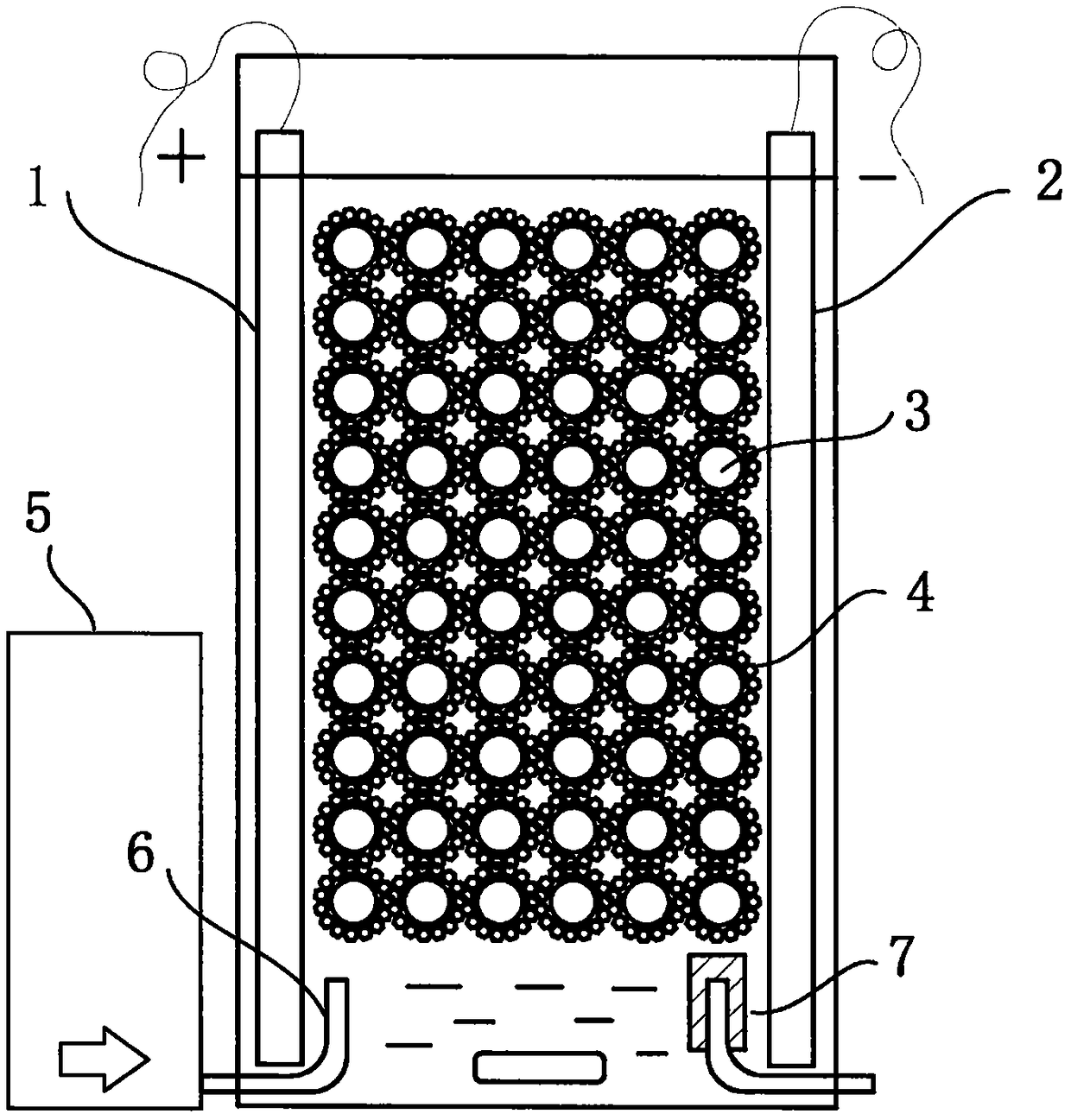 A method for purifying printing and dyeing sewage with dynamic three-dimensional electrocatalysis of nano-microbubbles