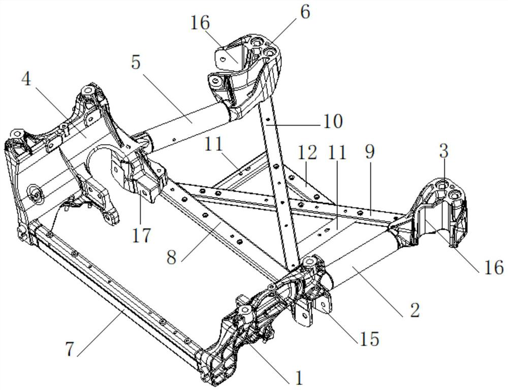 Steel-aluminum mixed type front auxiliary frame structure