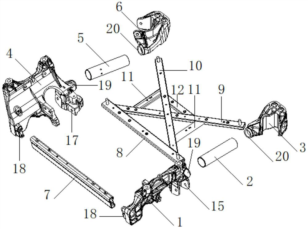 Steel-aluminum mixed type front auxiliary frame structure