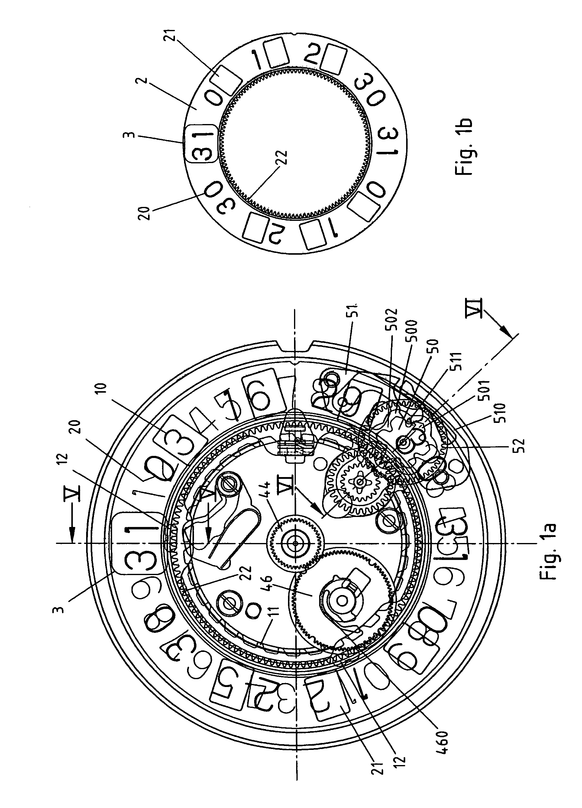 Day of the month display mechanism for watch movement