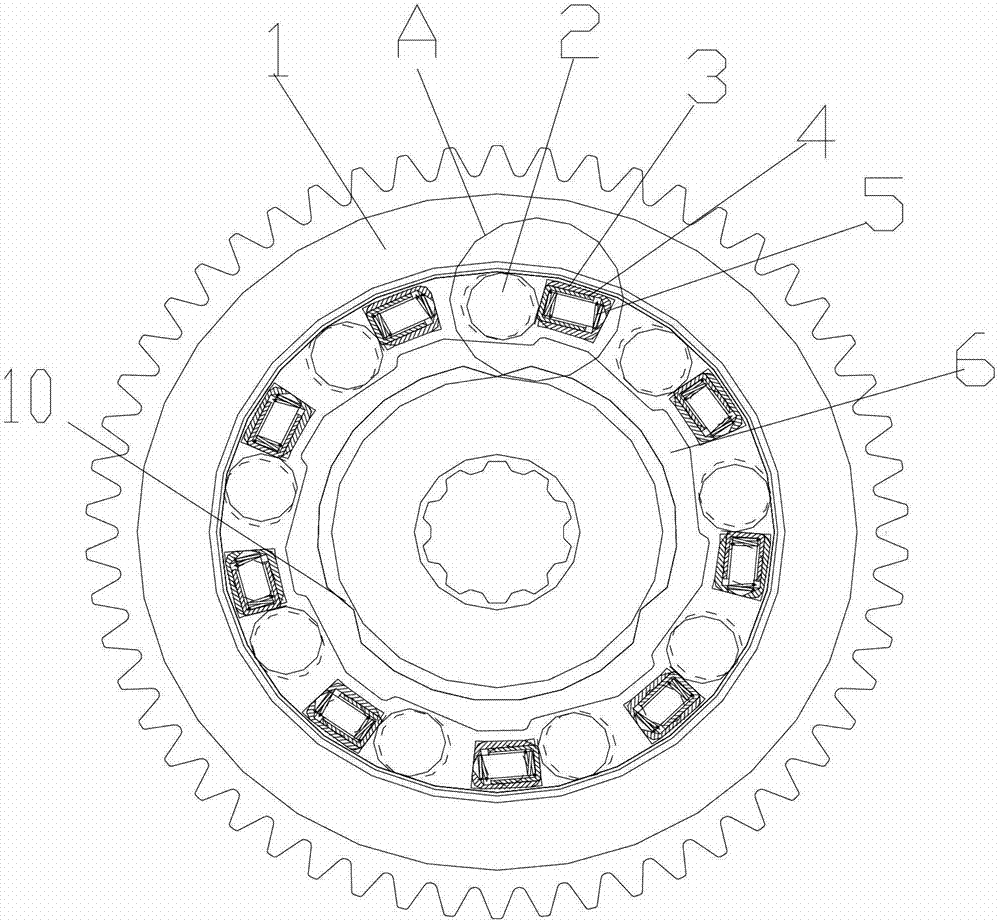 Internal star wheel overrun clutch