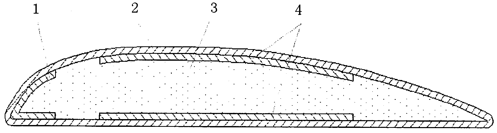 Carbon fiber composite foam core sandwich structure wind tunnel fan blade and molding method