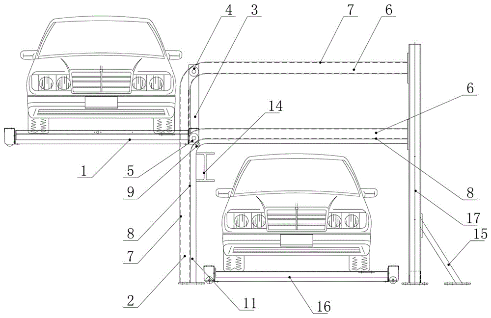 Two-layer avoiding-free parking lifting device and parking equipment