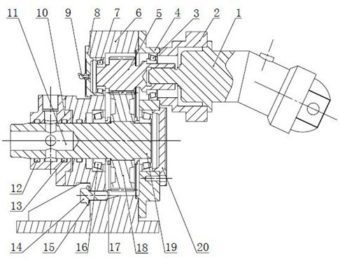 Rotary power head of cosine tooth profile drilling machine