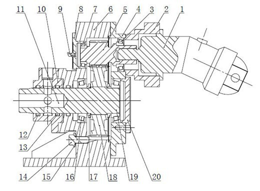 Rotary power head of cosine tooth profile drilling machine