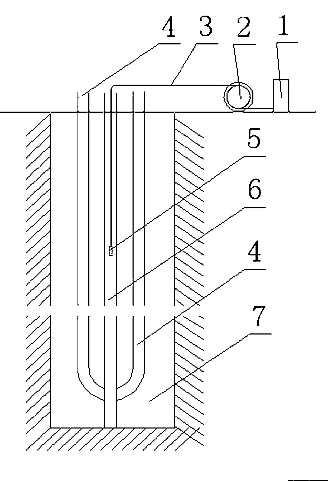 Buried pipe ground temperature measuring device and measuring methods