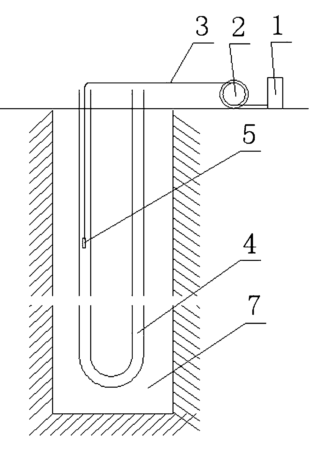 Buried pipe ground temperature measuring device and measuring methods