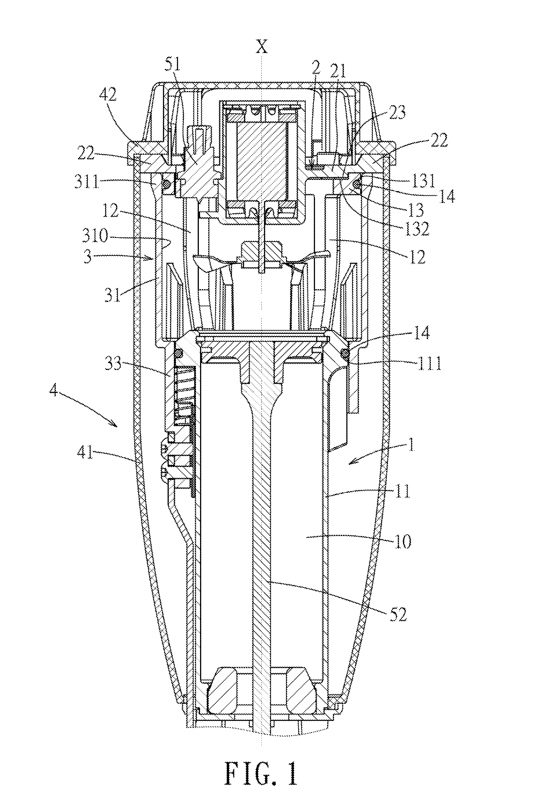 Pneumatic cylinder module for a combustion nailing tool