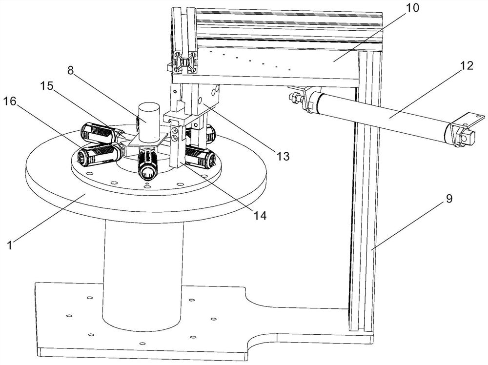 A plastic handle positioning and feeding device and a bronzing machine using the device