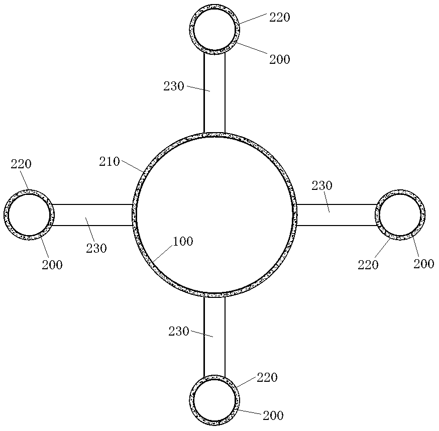 Pile foundation structure reinforced by single-pile foundation of offshore wind turbine generator set and construction method