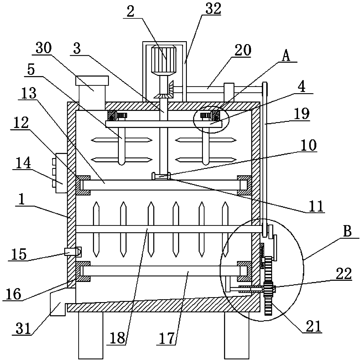 Raw material crushing device for intelligent automobile manufacturing