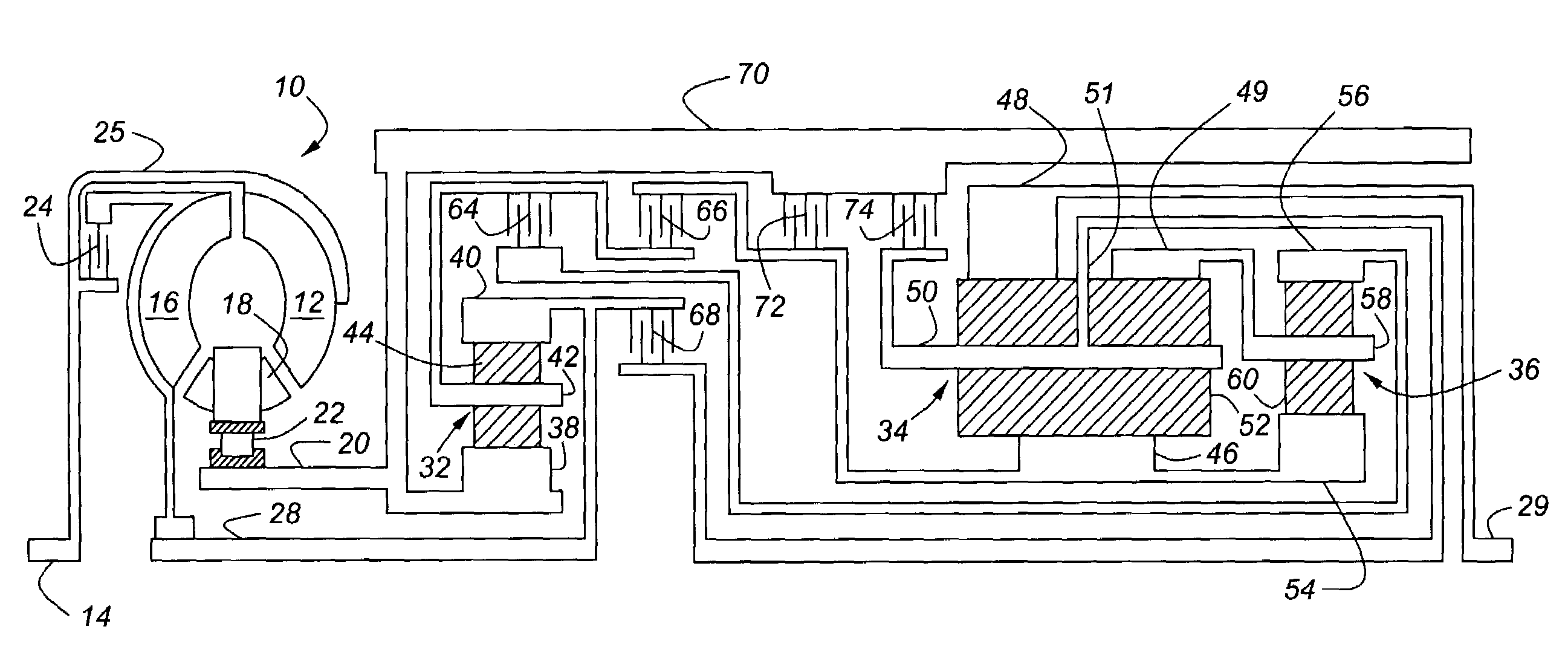 Multiple-speed automatic transmission having a two-speed input and a Simpson gearset