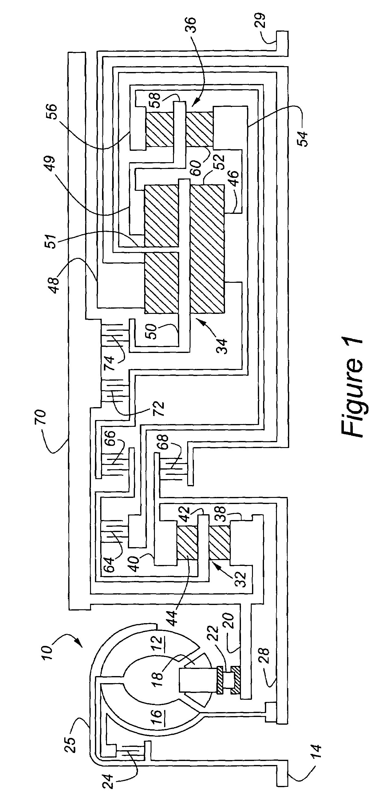 Multiple-speed automatic transmission having a two-speed input and a Simpson gearset