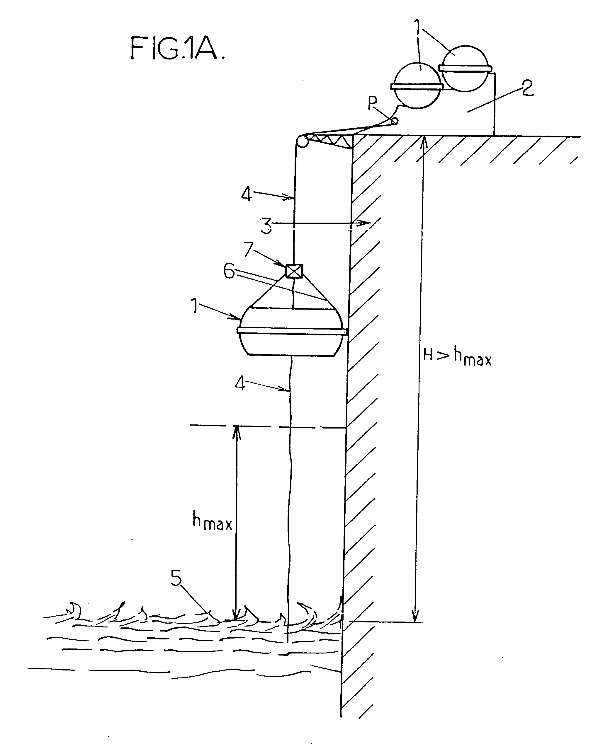 Method and device for launching into the water a means for life-saving at sea from a height greater than its maximum launch height