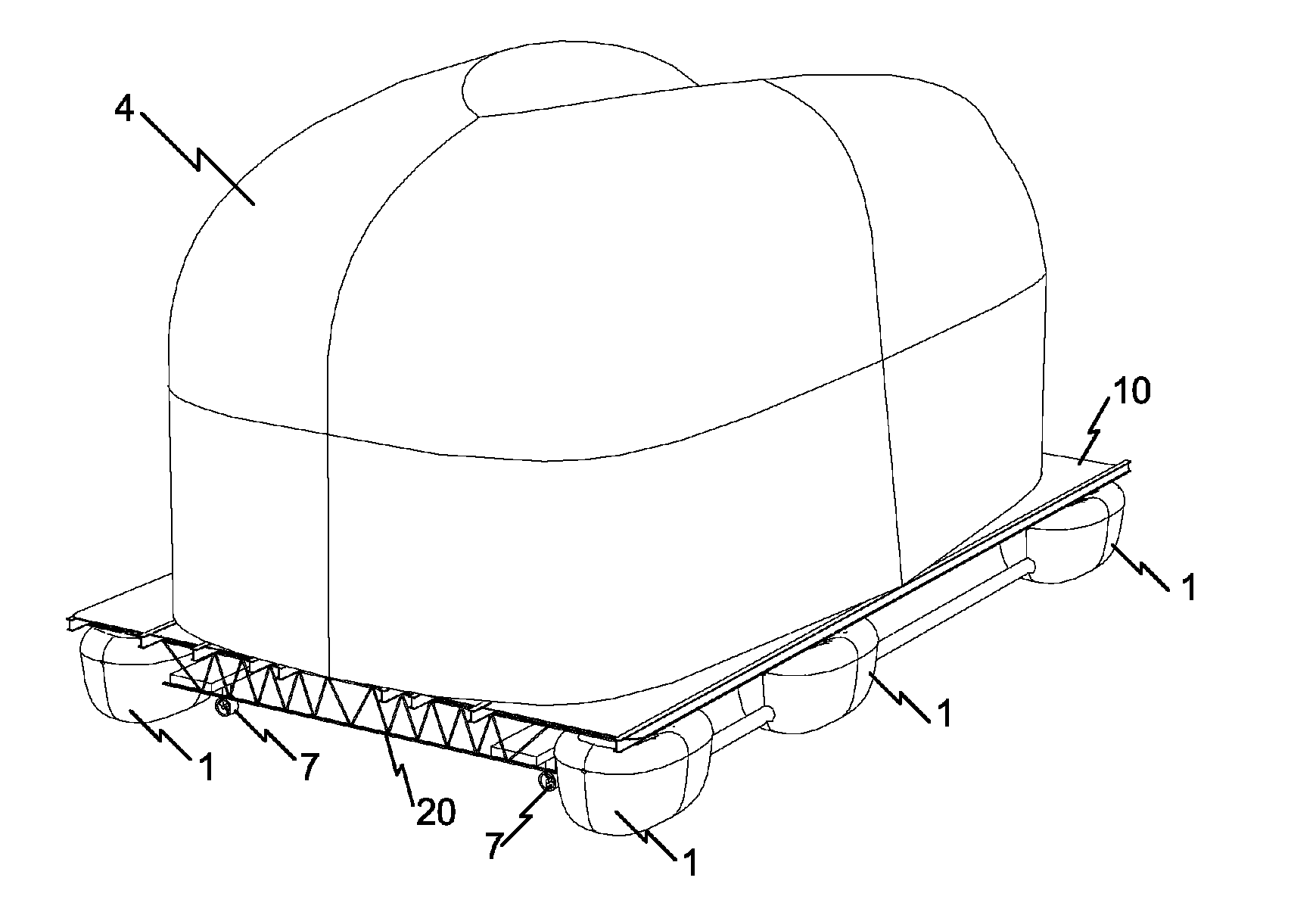 Portable dry dock system and method for commercial servicing of recreational vessels in inland waterways