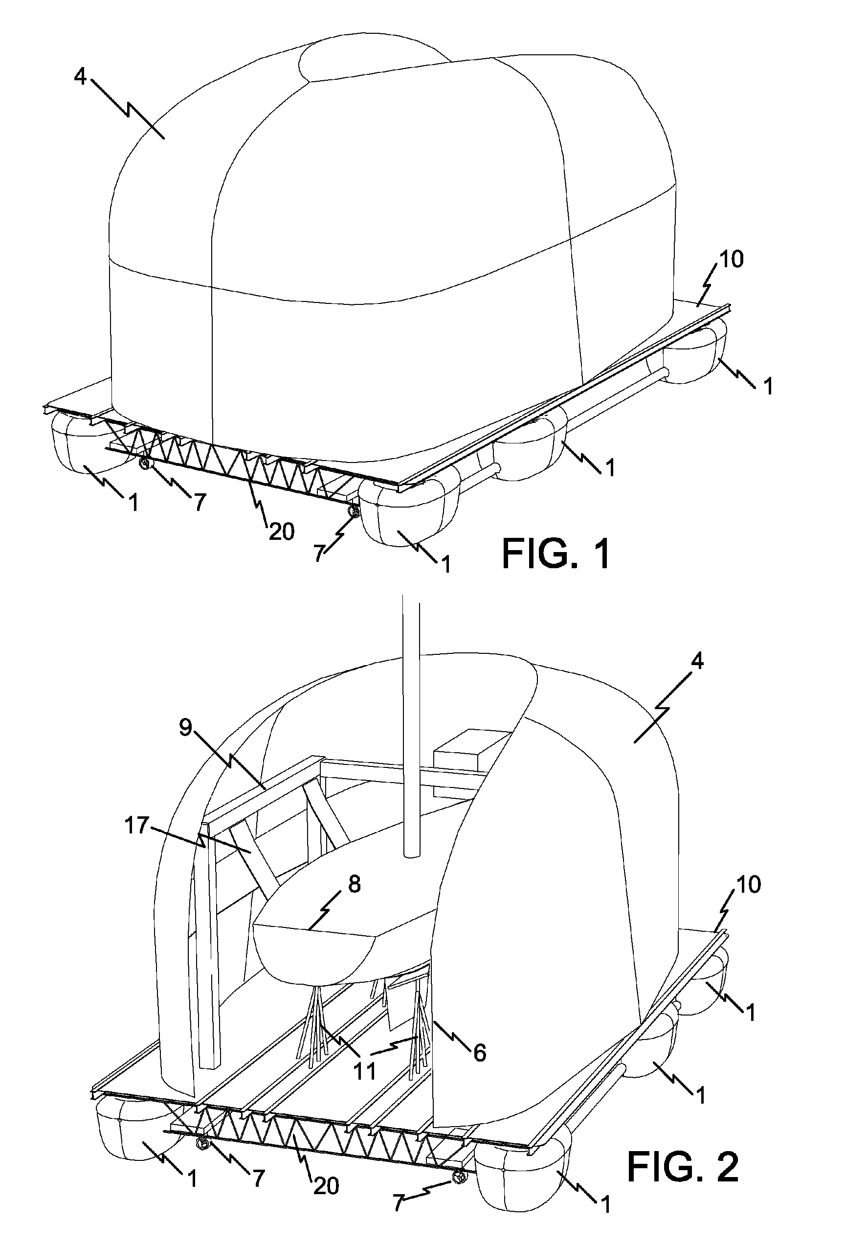 Portable dry dock system and method for commercial servicing of recreational vessels in inland waterways