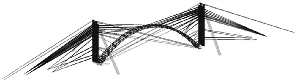 Arch rib cable-stayed buckling and hanging suspension splicing method capable of dynamically correcting deviation