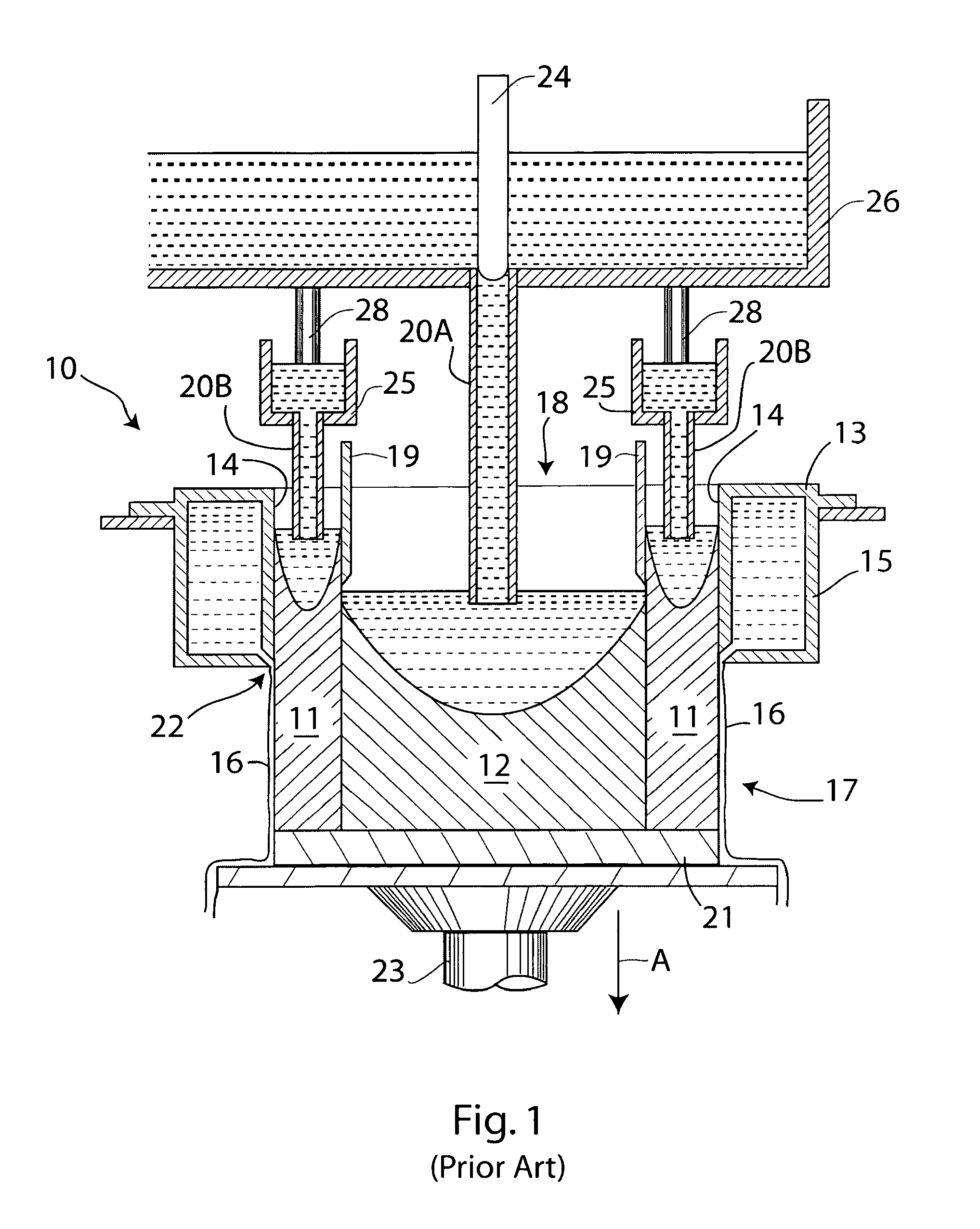 Casting composite ingot with metal temperature compensation