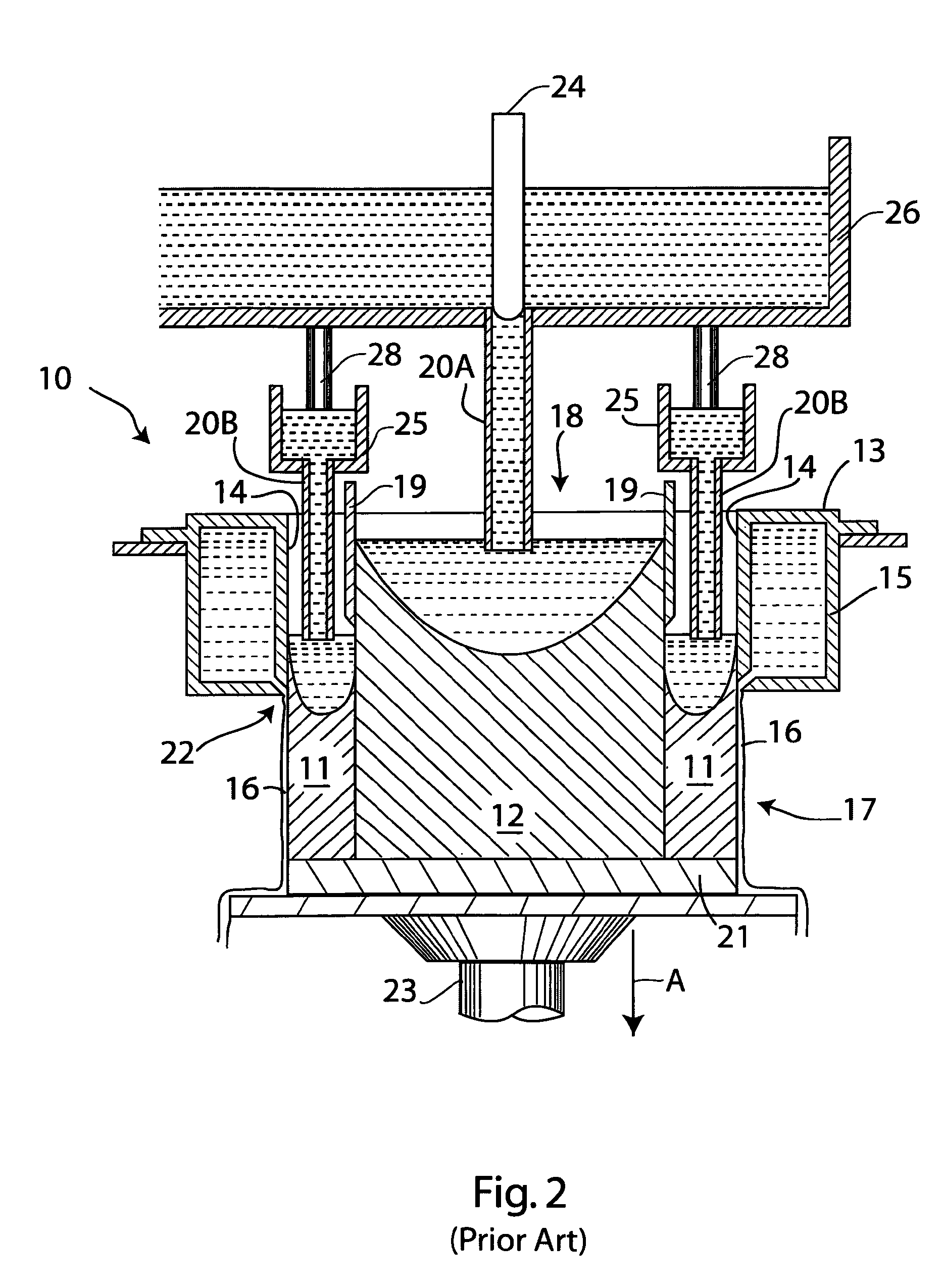 Casting composite ingot with metal temperature compensation