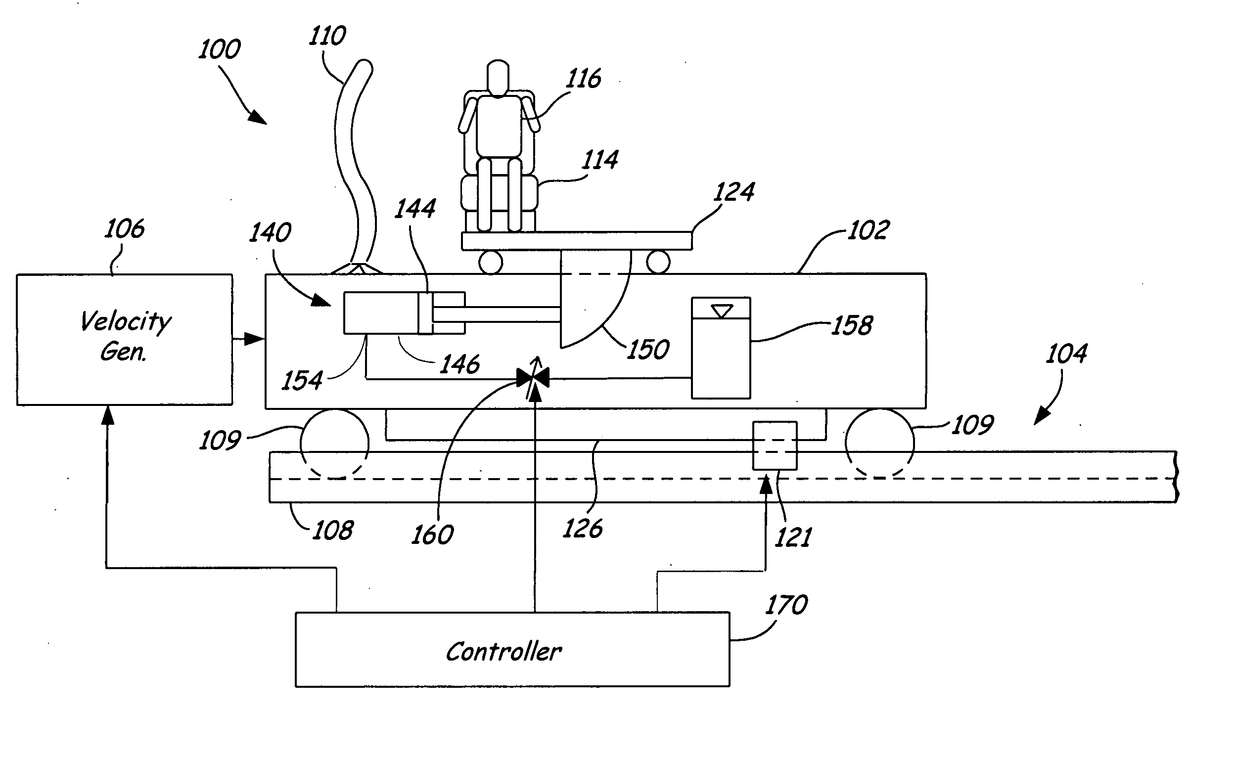 Force element for vehicle impact crash simulator