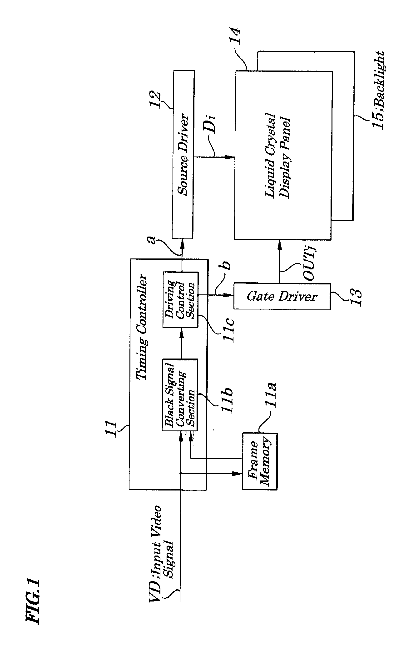 Liquid crystal display device, driving control circuit and driving method used in same