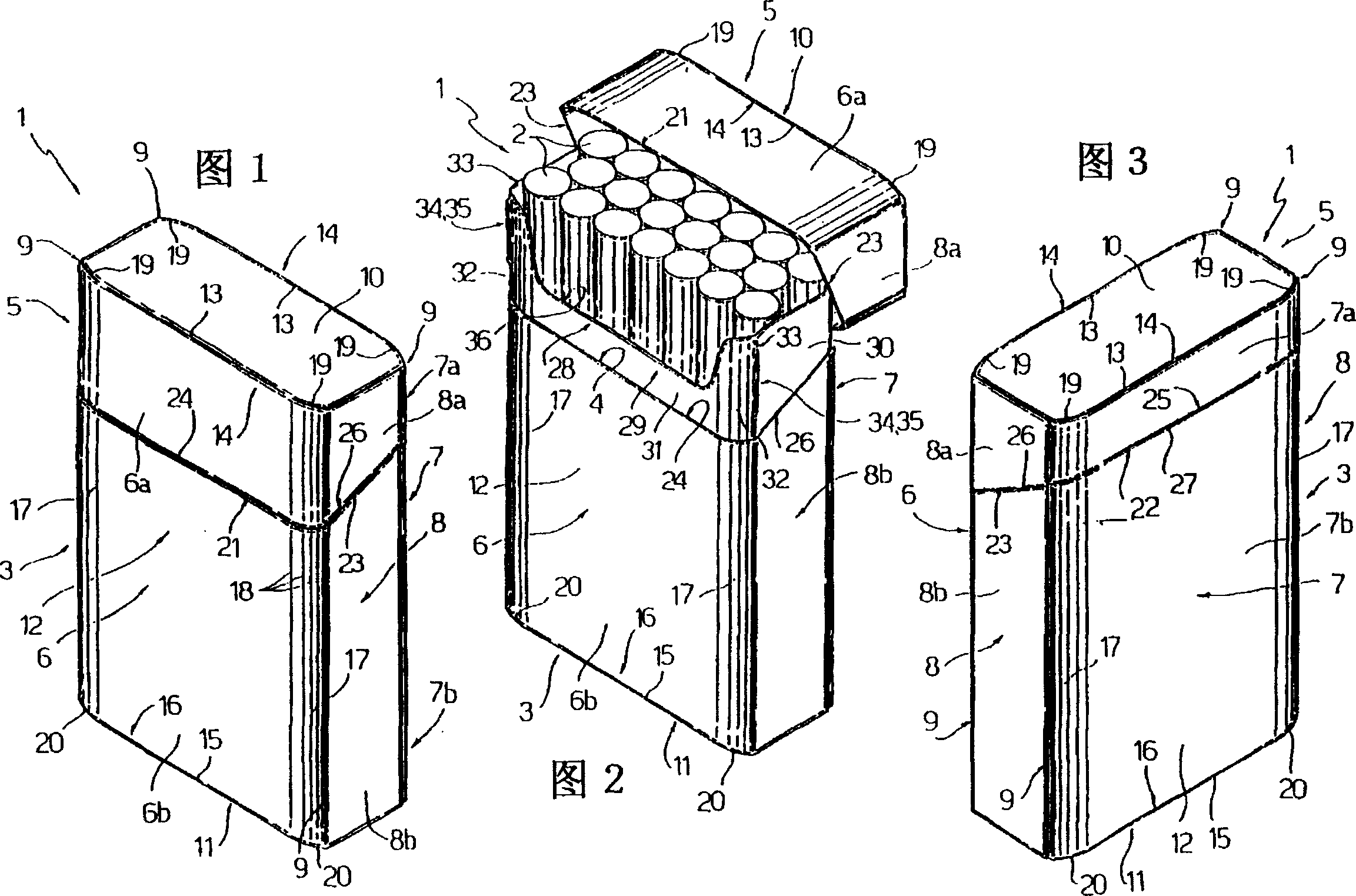 Rigid hinged-lid packet