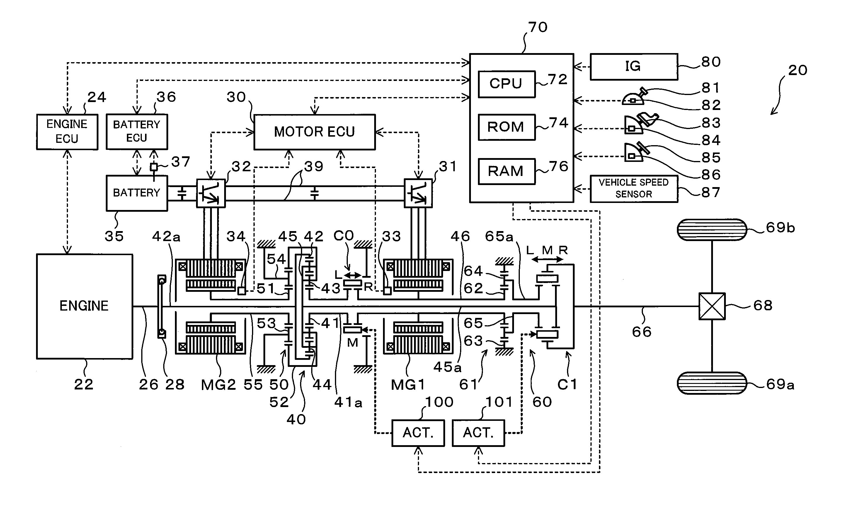 Power output apparatus and hybrid vehicle