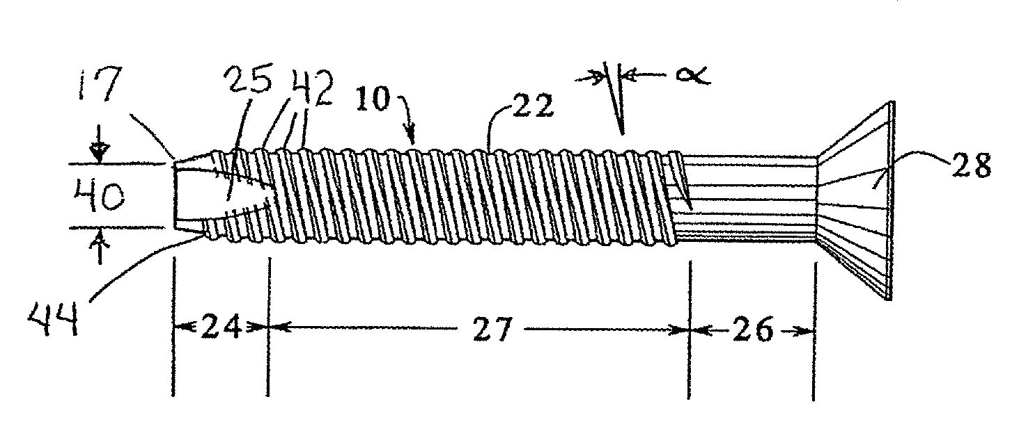 High angle screw fastener