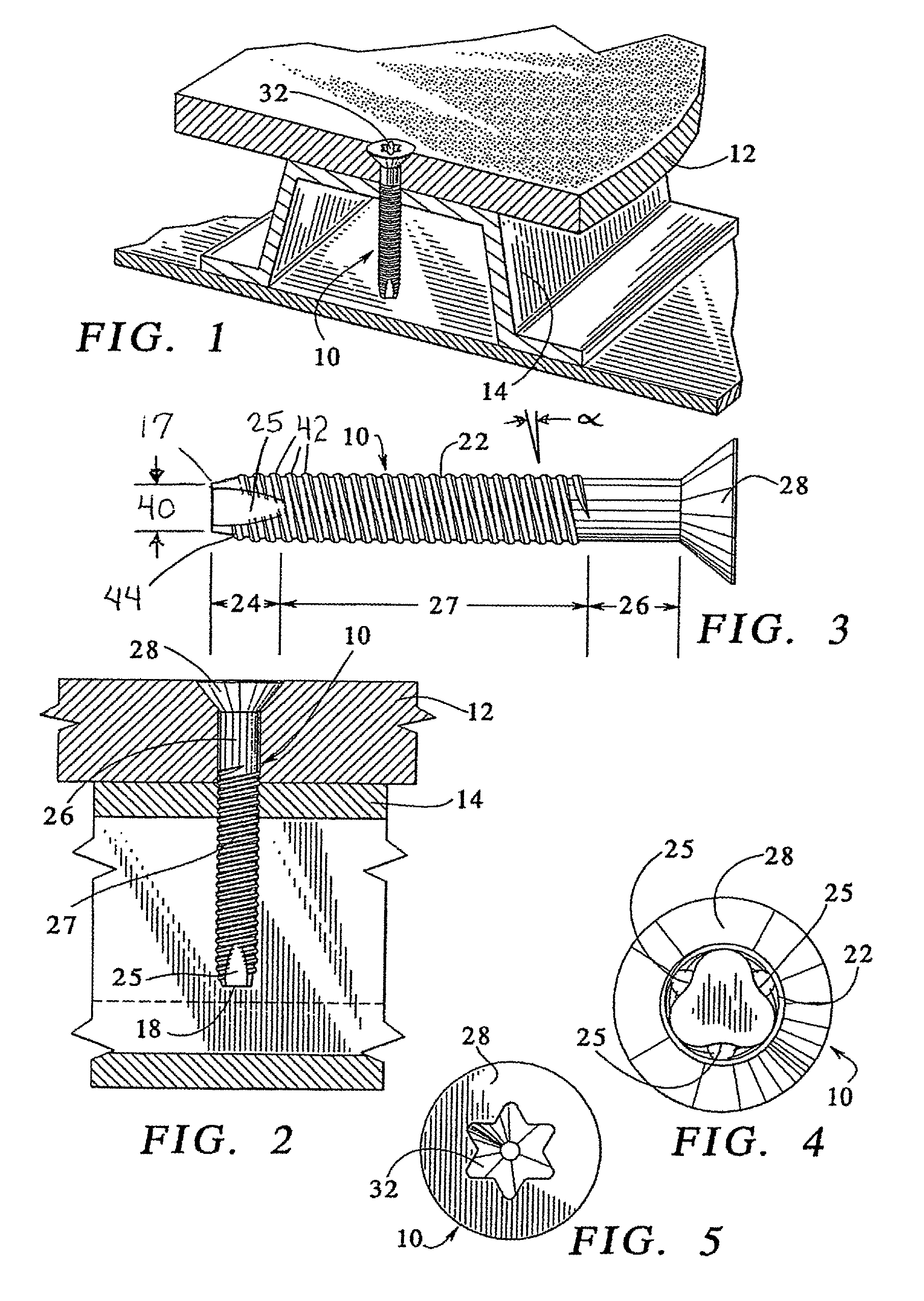 High angle screw fastener