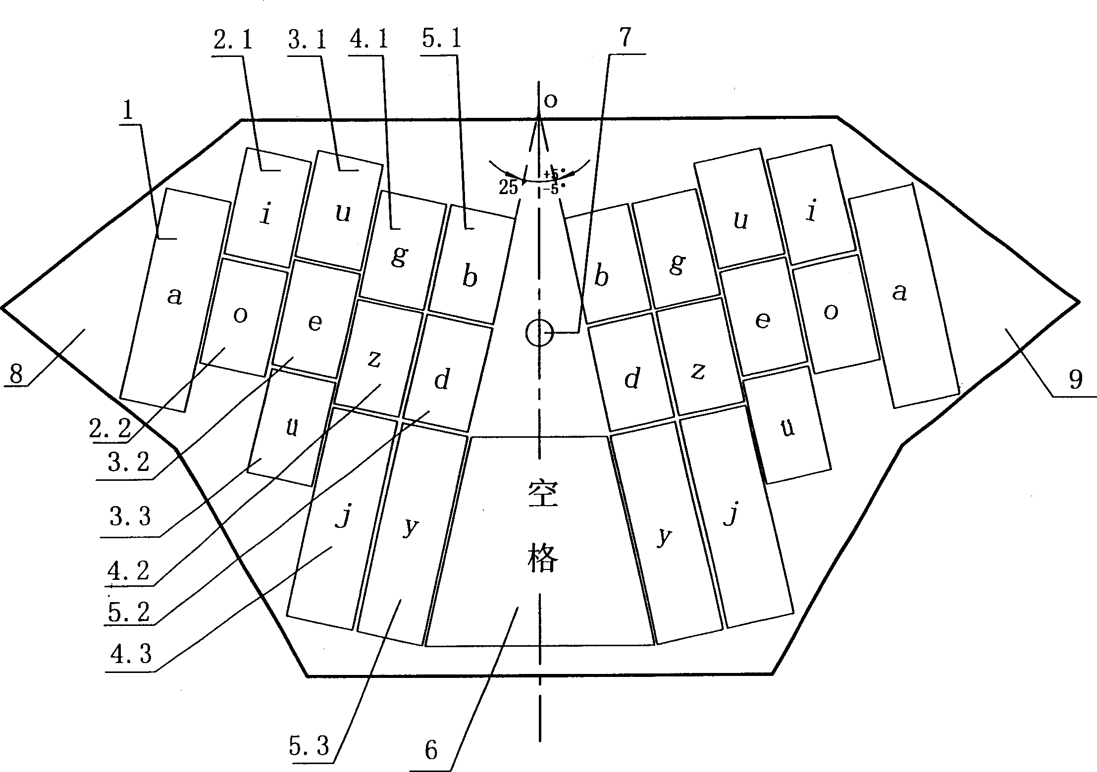 Multi-key parallel-impact chinese character imput keyboard and input method thereof