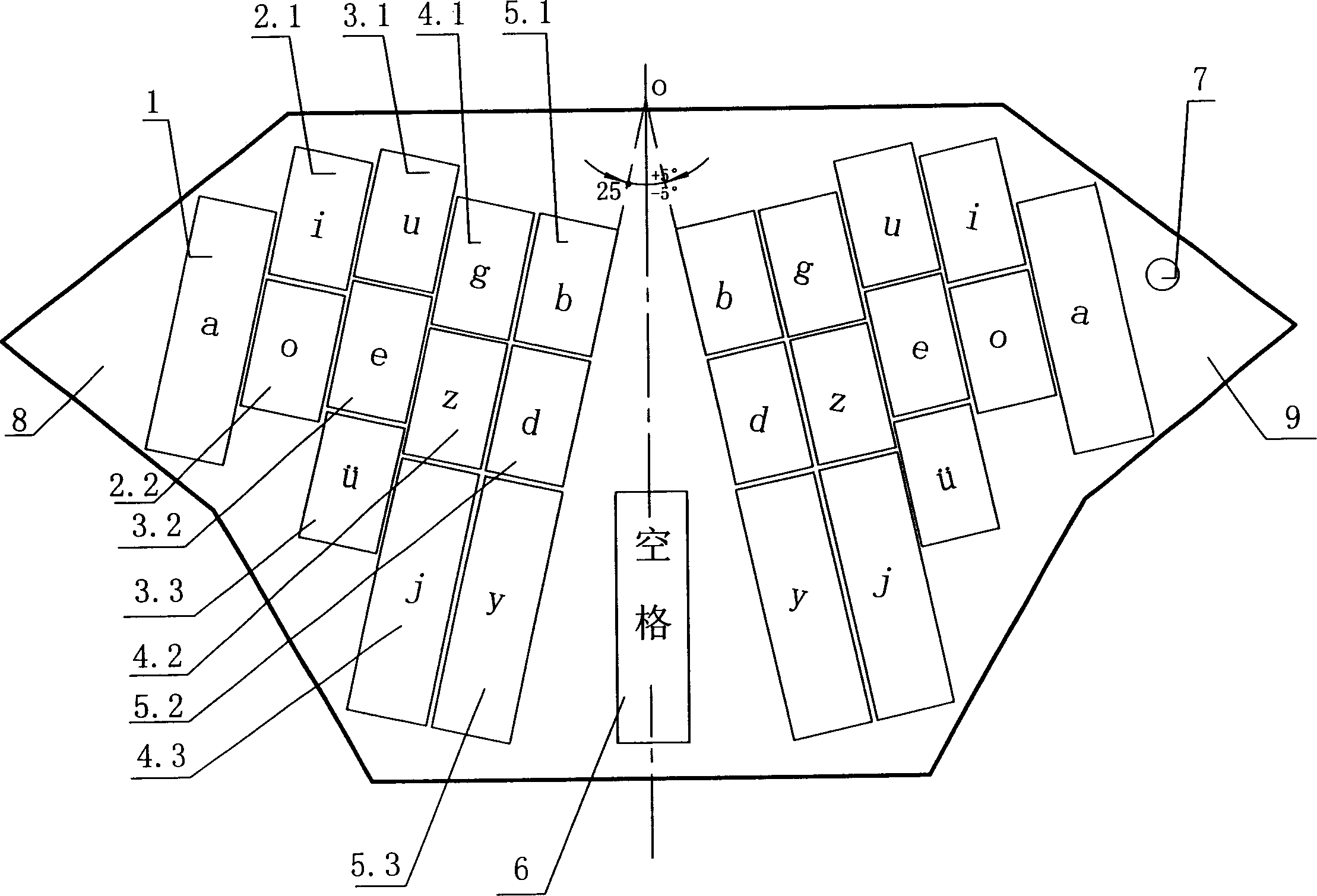 Multi-key parallel-impact chinese character imput keyboard and input method thereof