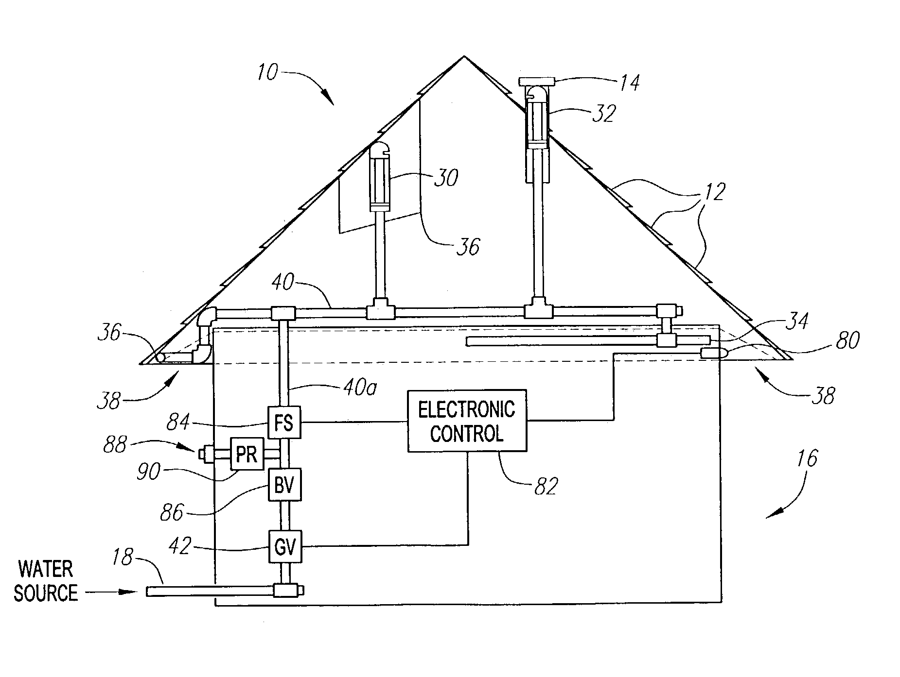 Exterior fire suppression system and method for installation