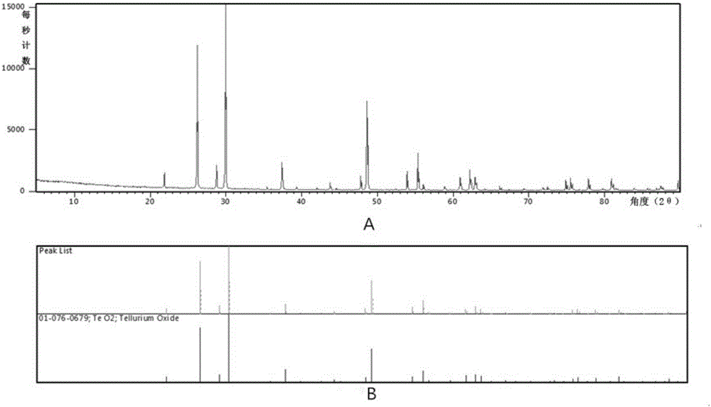 Preparation method and application of ultrathin 4N tellurium dioxide powder