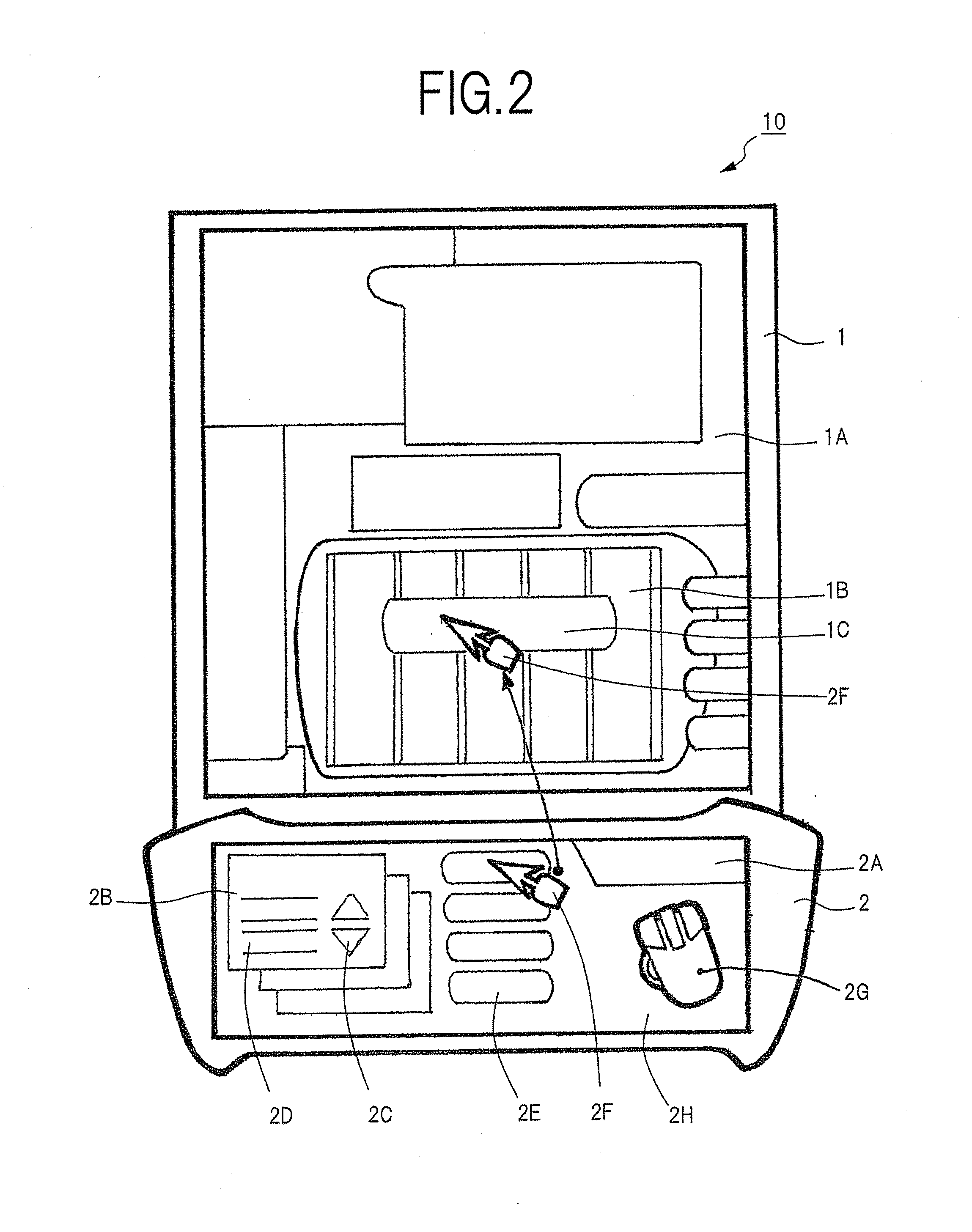 Device for using virtual mouse and gaming machine