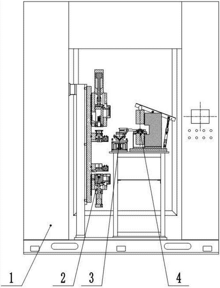 Full-automatic line-frequency induction heating and assembling device