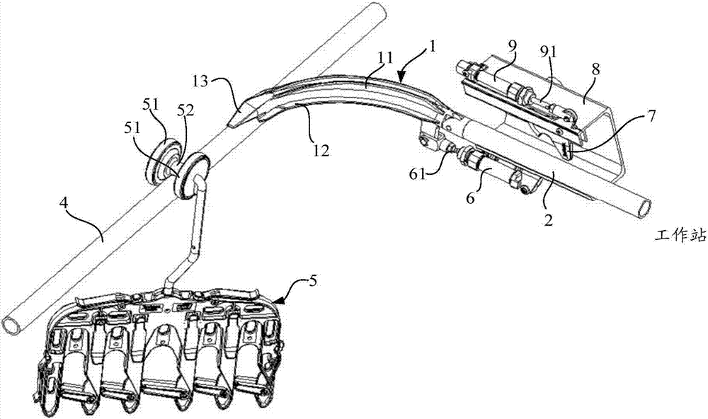 Connecting assembly for clothing manufacturing hanging system and clothing manufacturing hanging system