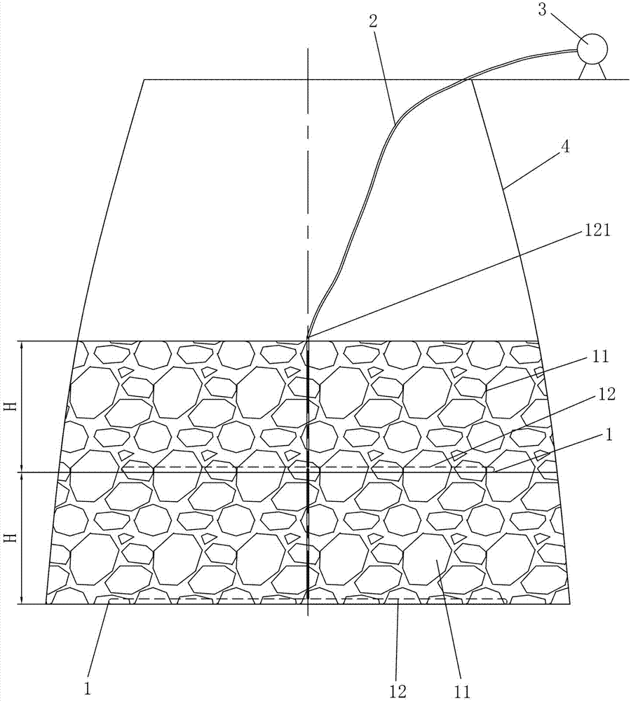 Shallow-buried karst cave filing construction method and shallow-buried karst cave filing construction structure