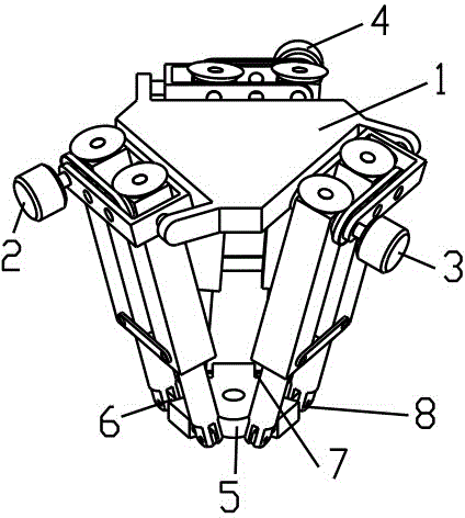 Holosymmetric belt-driven electric cylinder three-dimensional translational motion mechanical hand