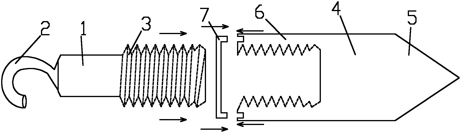 Auxiliary device for anti-destructive monitoring and measurement of convergence points in tunnel engineering and method for burying auxiliary device