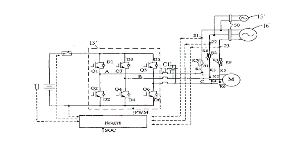 Charging system for electric automobile and electric automobile with same