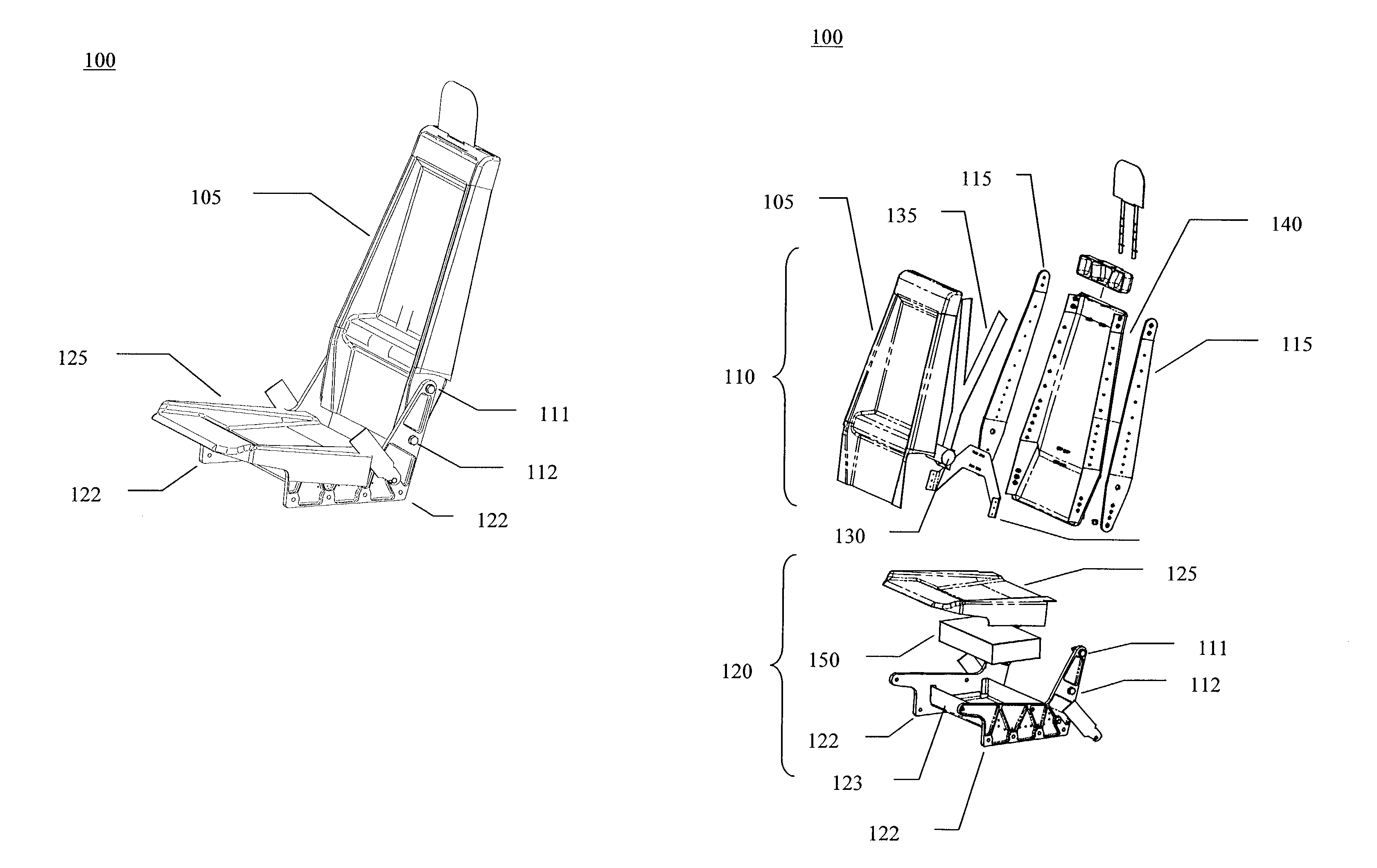 Hybrid composite-metal energy absorbing seat