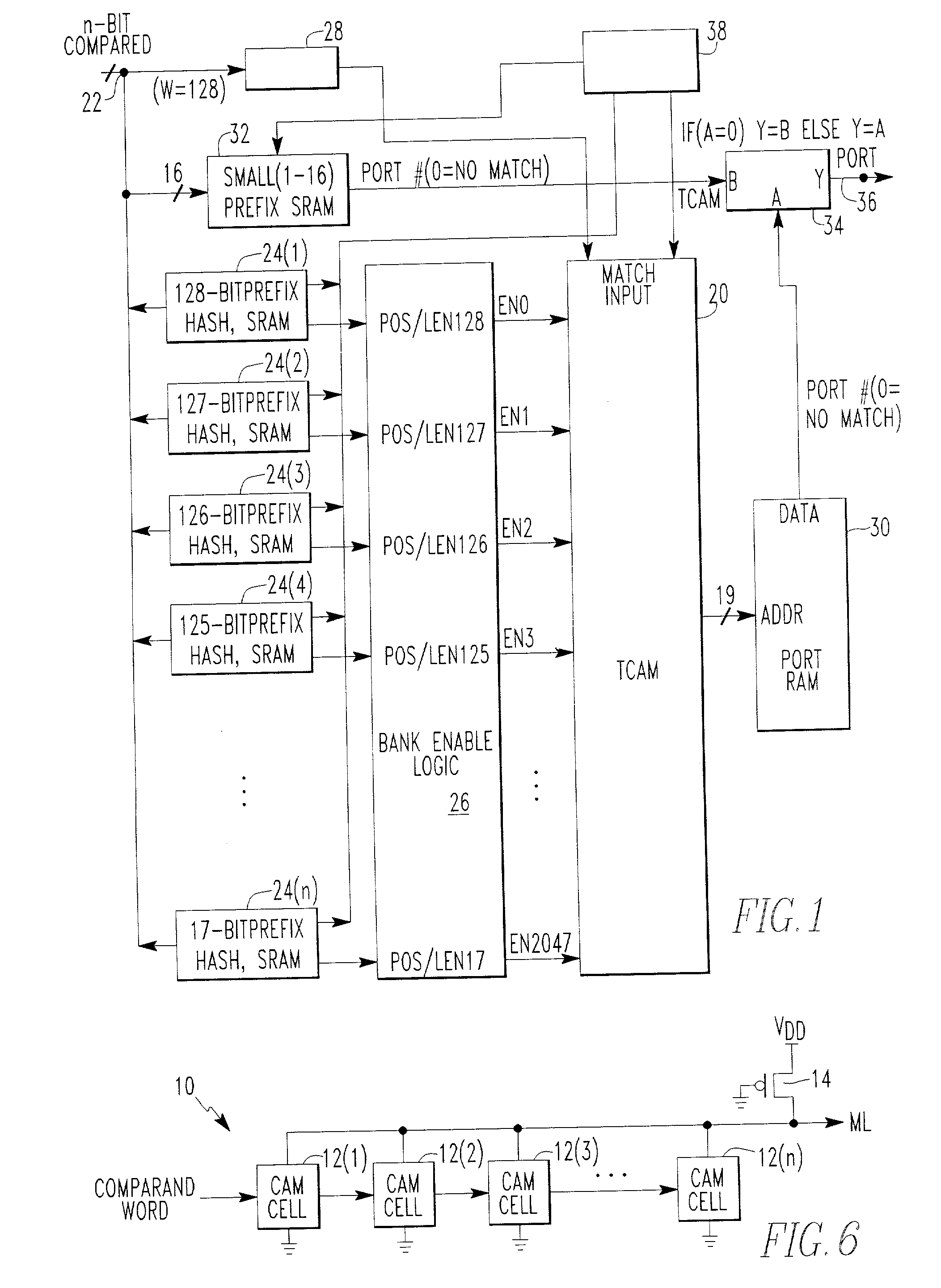 Low power, hash-content addressable memory architecture